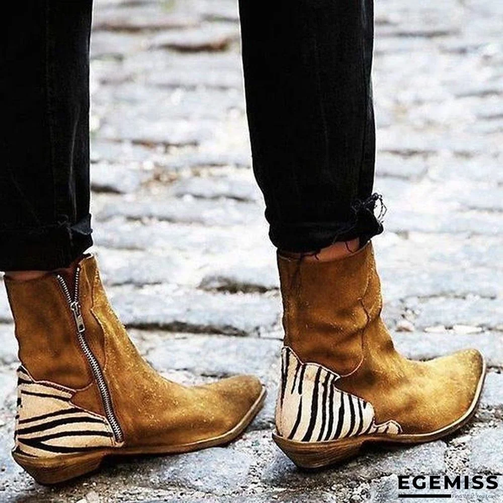 Casual Pointed Toe Zebra-Striped Boots | EGEMISS