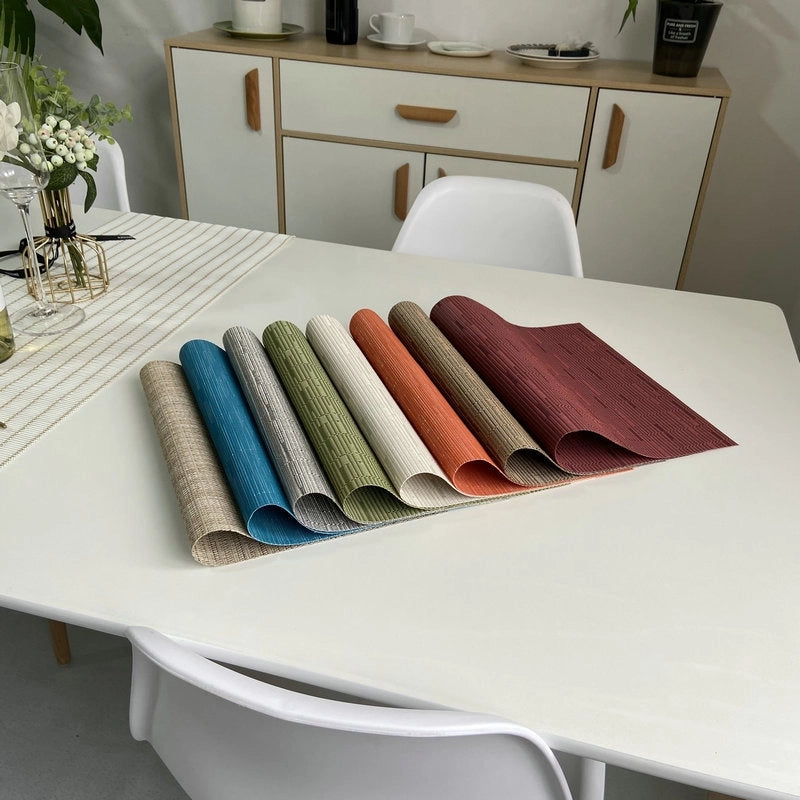 Cross-border Solid Color European-style Pvc Woven Insulation Western-style Placemat Hotel Home Teslin Dining Table Cushion Coaster