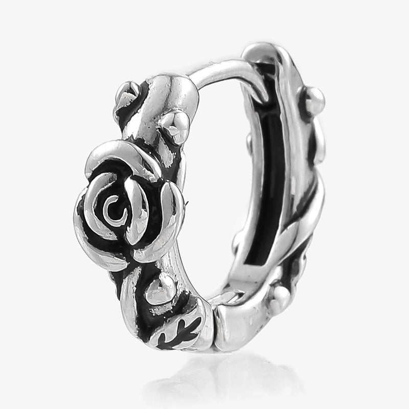 1 Pair Halloween Gothic Vintage Style Rose Twist Polishing 316L Stainless Steel Earrings