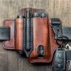 EDC Handmade Leather Multi-Function Tactical Tool Holster Wilderness Survival Storage Waist Bag