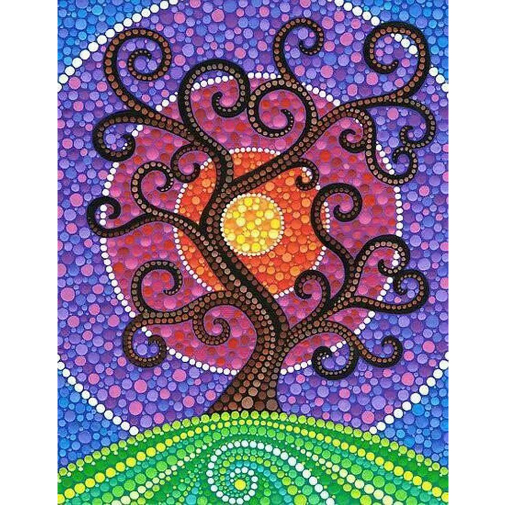 Abstract Tree 30*40cm(canvas) full beautiful special shaped drill diamond painting