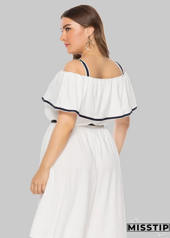 Solid Color Waist Short Sleeve Sling Dress