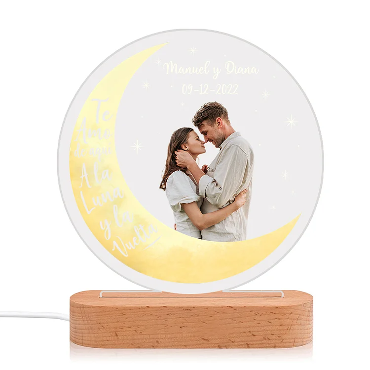 Lámpara para pareja 3D Ilusión Luz de Noche LED texto, fecha y foto personalizados 