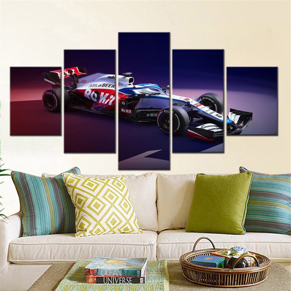 5 Pieces Wall Art Canvas Vehicle Poster Formula 1 Williams F1 Race Cars Wallpaper Painting Living Room Bedroom Mural Home Decor