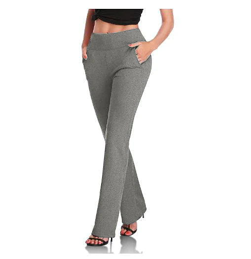 Womens Dress Work Casual Pants Trousers Straight Full Length Pocket Stretchy Daily Black