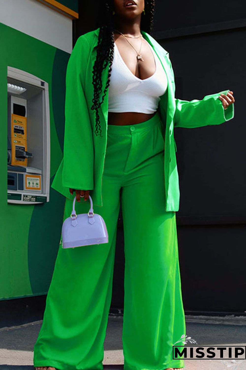 Rose Red Casual Solid Patchwork Buttons Turn-back Collar Long Sleeve Two Pieces