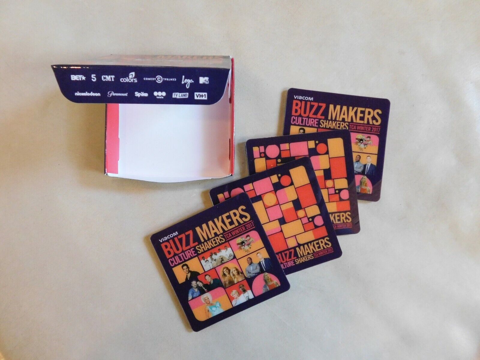 Vericon Buzz Makers & Cultural Shakers promo coasters BET,CMT,MTV,LOGO,VH1 + B7