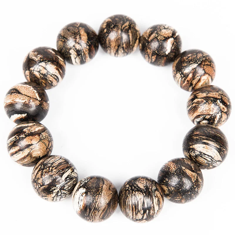 Nha Trang Yellow Chess Agarwood Buddha Bead Bracelet 18mm