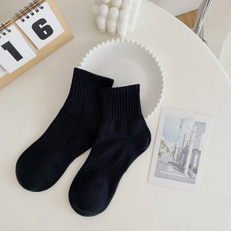 Pure Cotton Solid Color Casual Socks