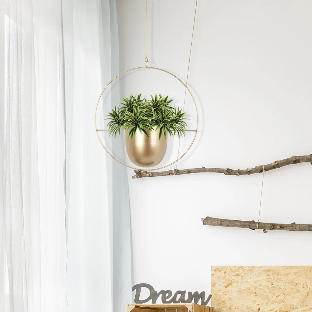 Nordic Hanging Flower Pot Balcony Plant Wall Mount Swinging Basket (Gloden)