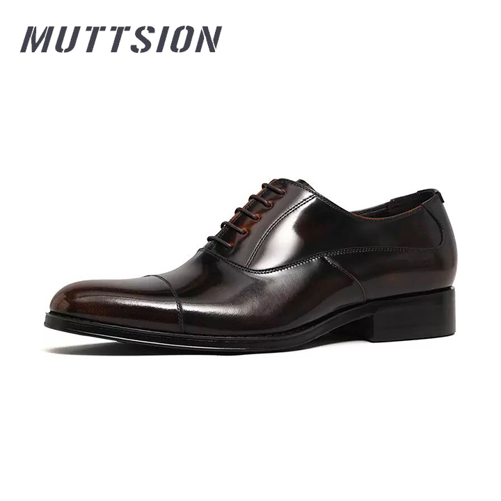 MUTTSION Black Formal Leather Red Bottom Derby Shoes | Wedding Shoes