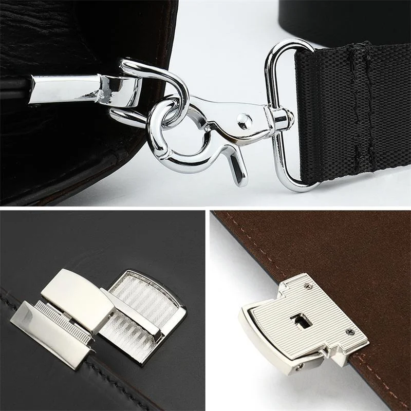 Business Portable Briefcase Retro Leather Large Capacity Waterproof Crossbody Bag