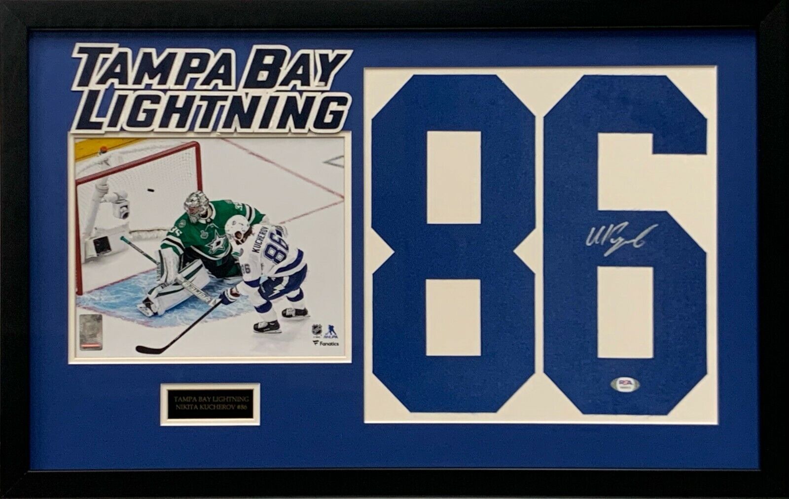 Nikita Kucherov signed jersey number framed NHL Tampa Bay Lightning PSA COA