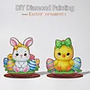 2pcs/set DIY Special Shape Diamond Painting Easter Bunny Egg Wooden Desk Ornament Craft Decor Kit