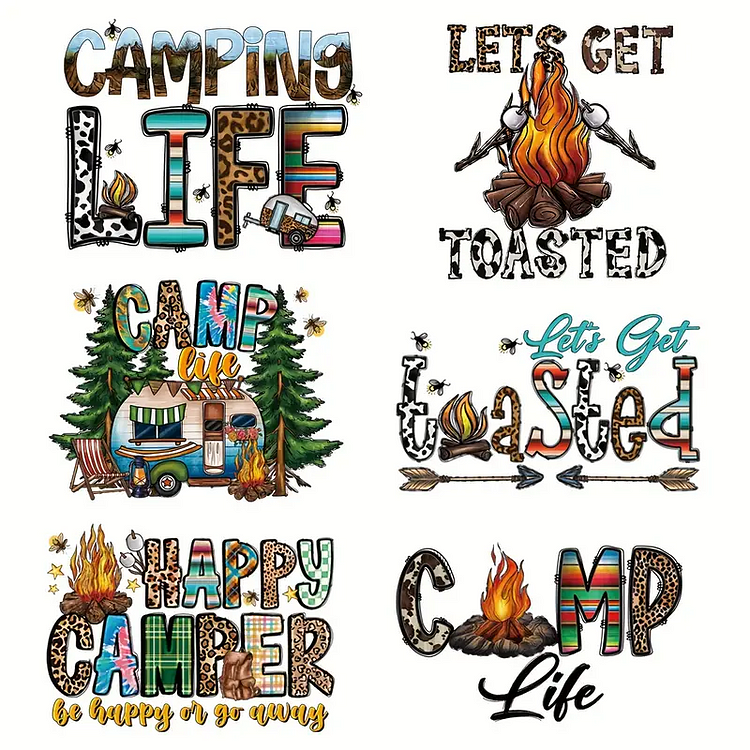 6pcs/pack Outdoor Recreation Theme Pumpkin DIY Heat Transfer For T-Shirt Arts Craft Home Decors