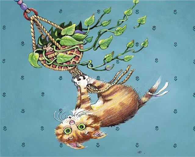 

Cat In a Swing – Paint By Numbers - 40*50CM, 501 Original