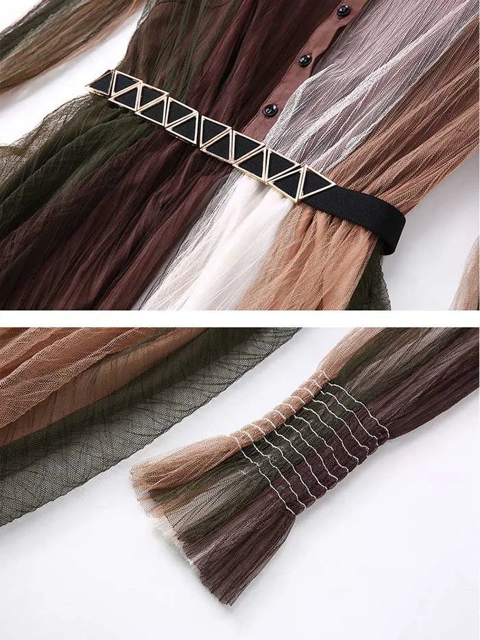 Women's new elegant net yarn dress with laces