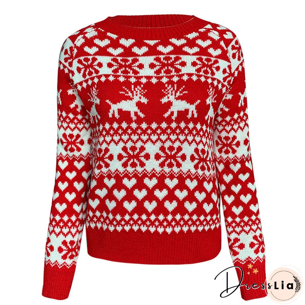 Casual Xmas Knitted Round Neck Sweater