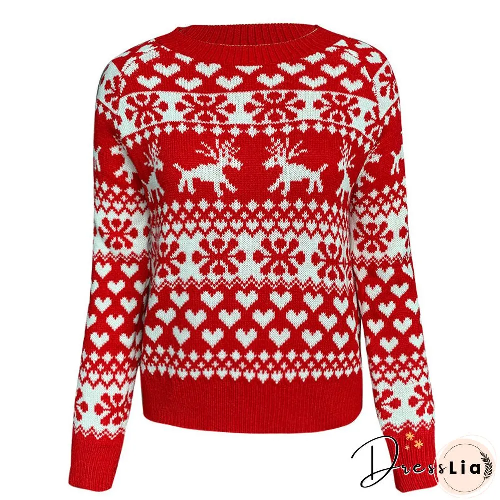 Casual Xmas Knitted Round Neck Sweater