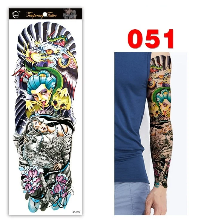 Full Arm Series Temporary Tattoo Full Arm Tattoo Sticker Lasting Waterproof Sweat Flower Arm Full Arm Tattoo Big Picture Sticker