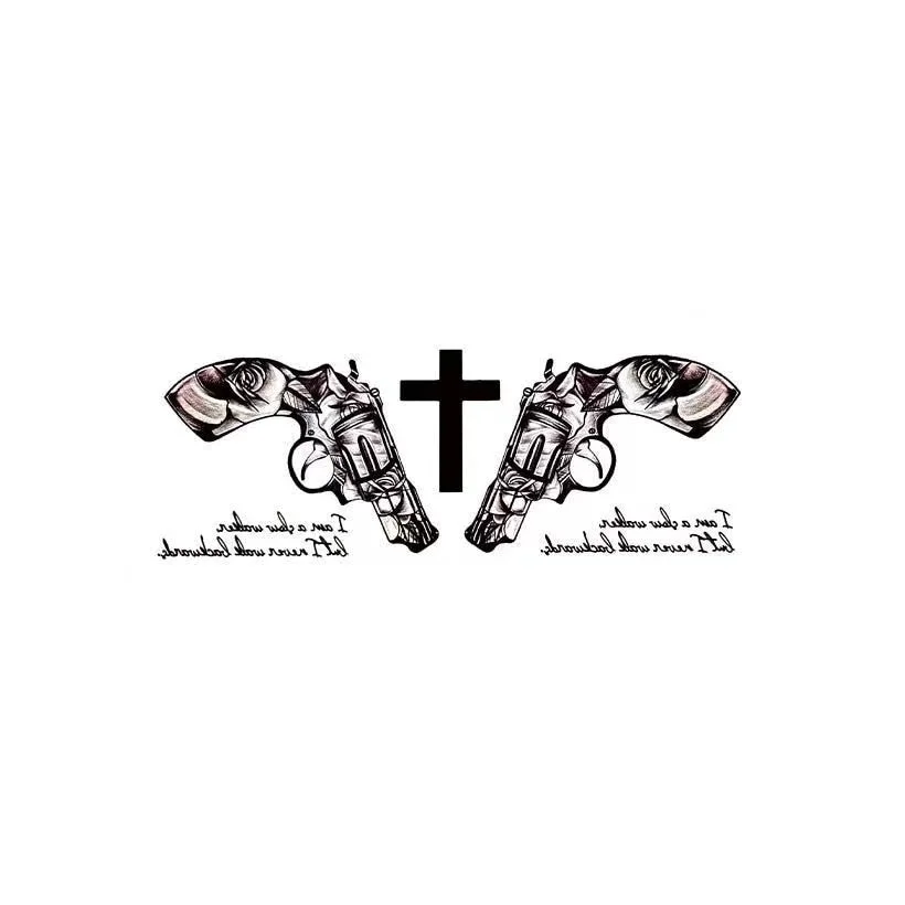 Black Cross Waterproof Temporary Tattoo Stickers For Women Men Body Art Fake Tatto Lady Sexy Decals