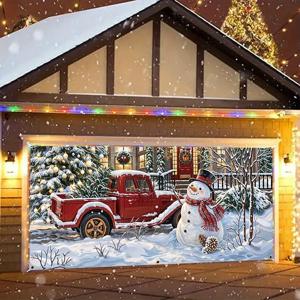 Tegooe Christmas Garage Door Banner Decoration - Large 3D Effect Holiday Mural for Outdoor Walls Overlays Multiple Sizes A...