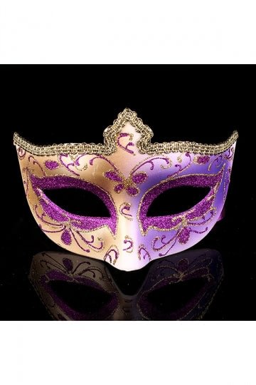 Sexy Elegant Glitter Half Face Eyes Mask For Halloween Party Purple-elleschic