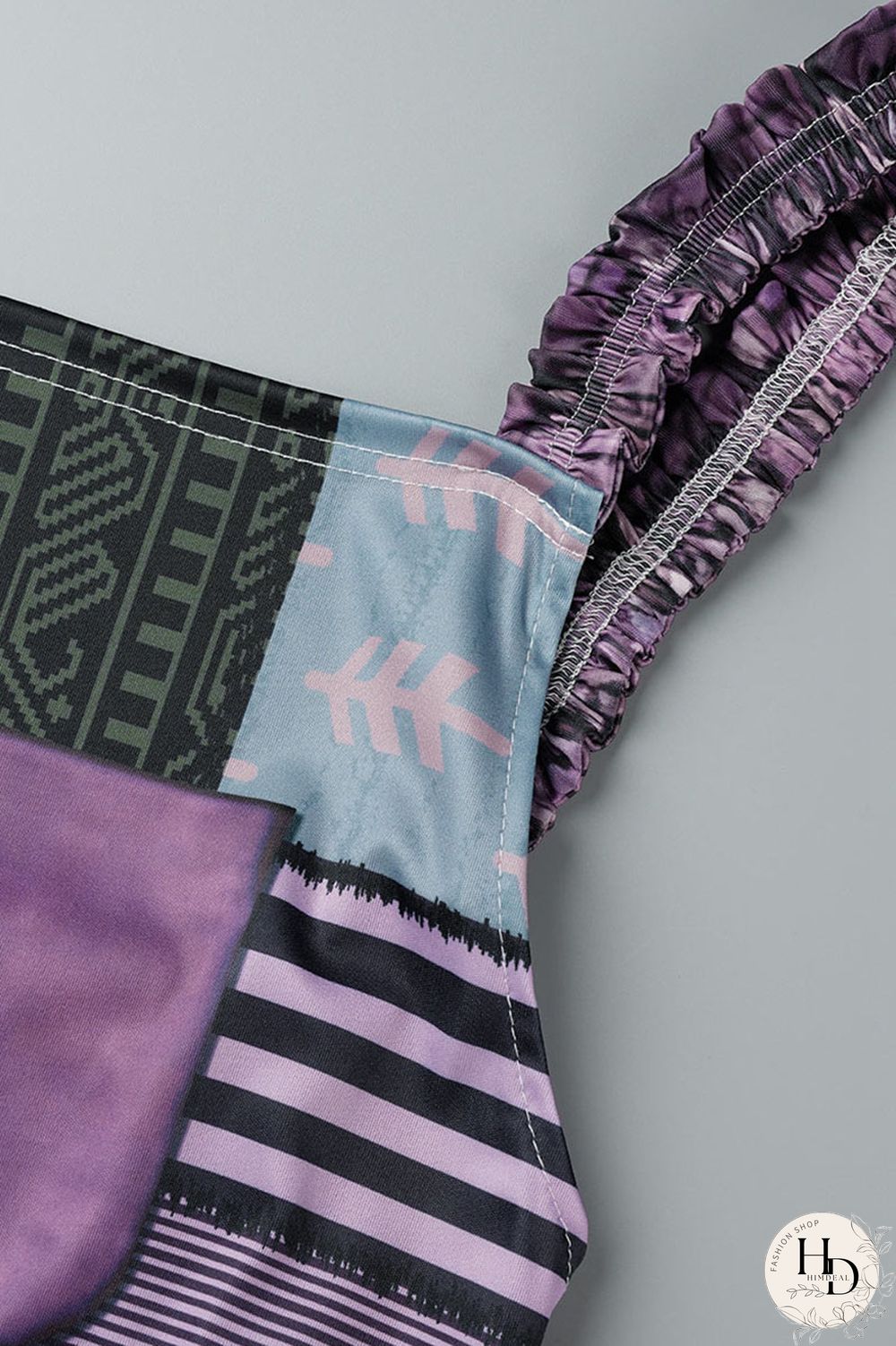 Blue Fashion Casual Street Print Patchwork Spaghetti Strap Loose Jumpsuits