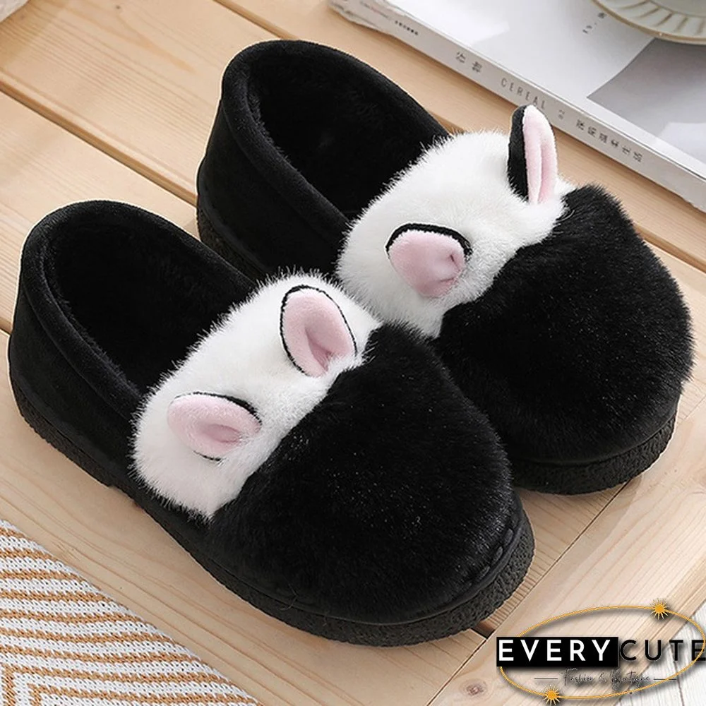 Fashion Autumn Winter Cotton Slippers Rabbit Ear Home Indoor Slippers Winter Warm Shoes Womens Cute Plush Slippers Office Shoes
