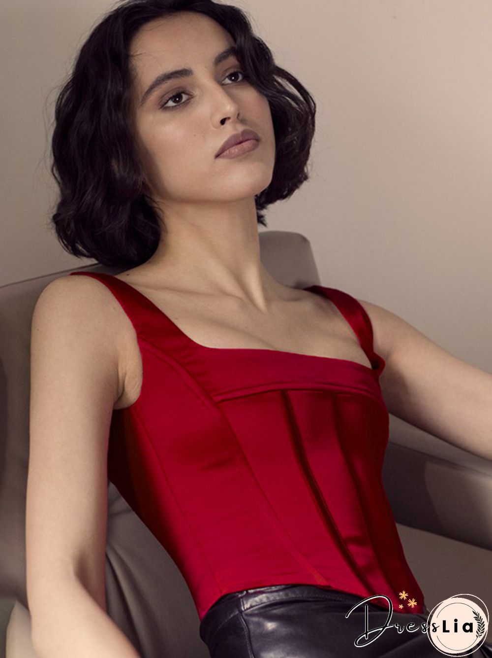 Corset Top Satin Top Y2K Tank Top Square Collar Crop Top Summer Sleeveless Backless Camis Club Sexy Outfits Streetwear Clothes