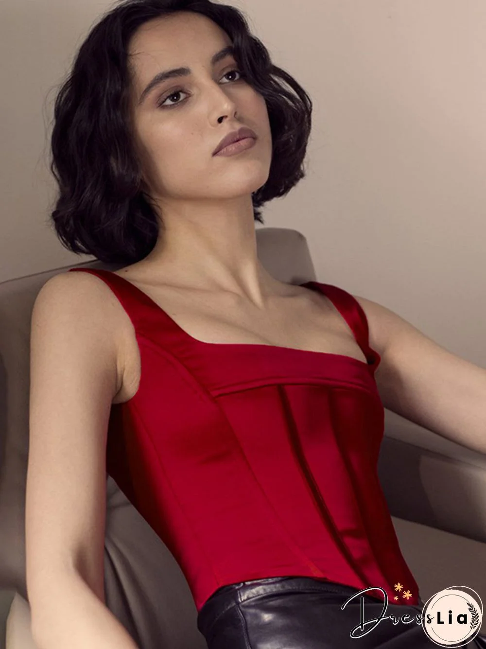 Corset Top Satin Top Y2K Tank Top Square Collar Crop Top Summer Sleeveless Backless Camis Club Sexy Outfits Streetwear Clothes