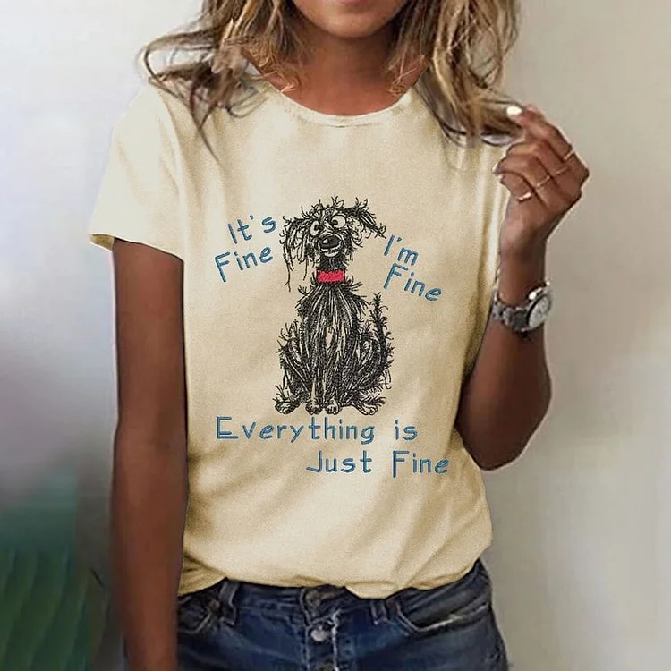 Women's Funny Neurotic Crazy Dog Printed Casual T-Shirt