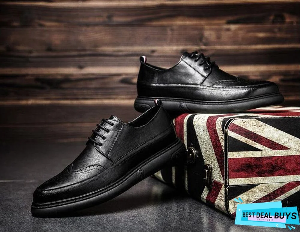 Retro Bullock Design Men Classic Business Formal Shoes Pointed Toe Leather Shoes Oxford Shoes