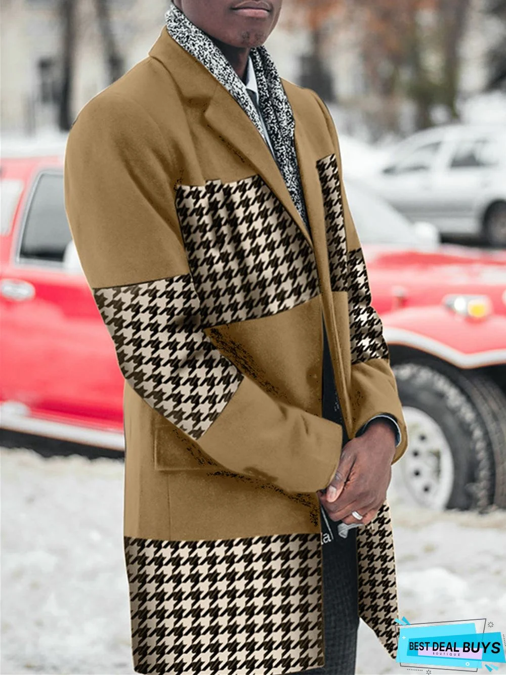 Men's Patchwork Casual Trench Coat