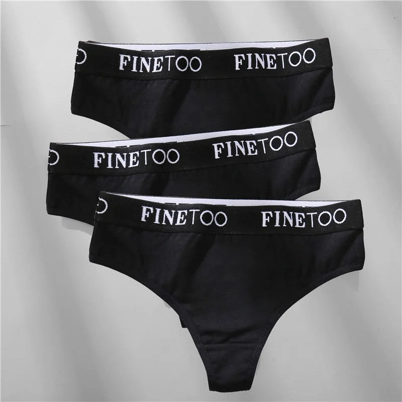FINETOO 2/3PCS Cotton Sexy Underwear G-string Women M-XL Panties Fashion Letter Waist Femme 2021 Underpant For Woman Thong Girls