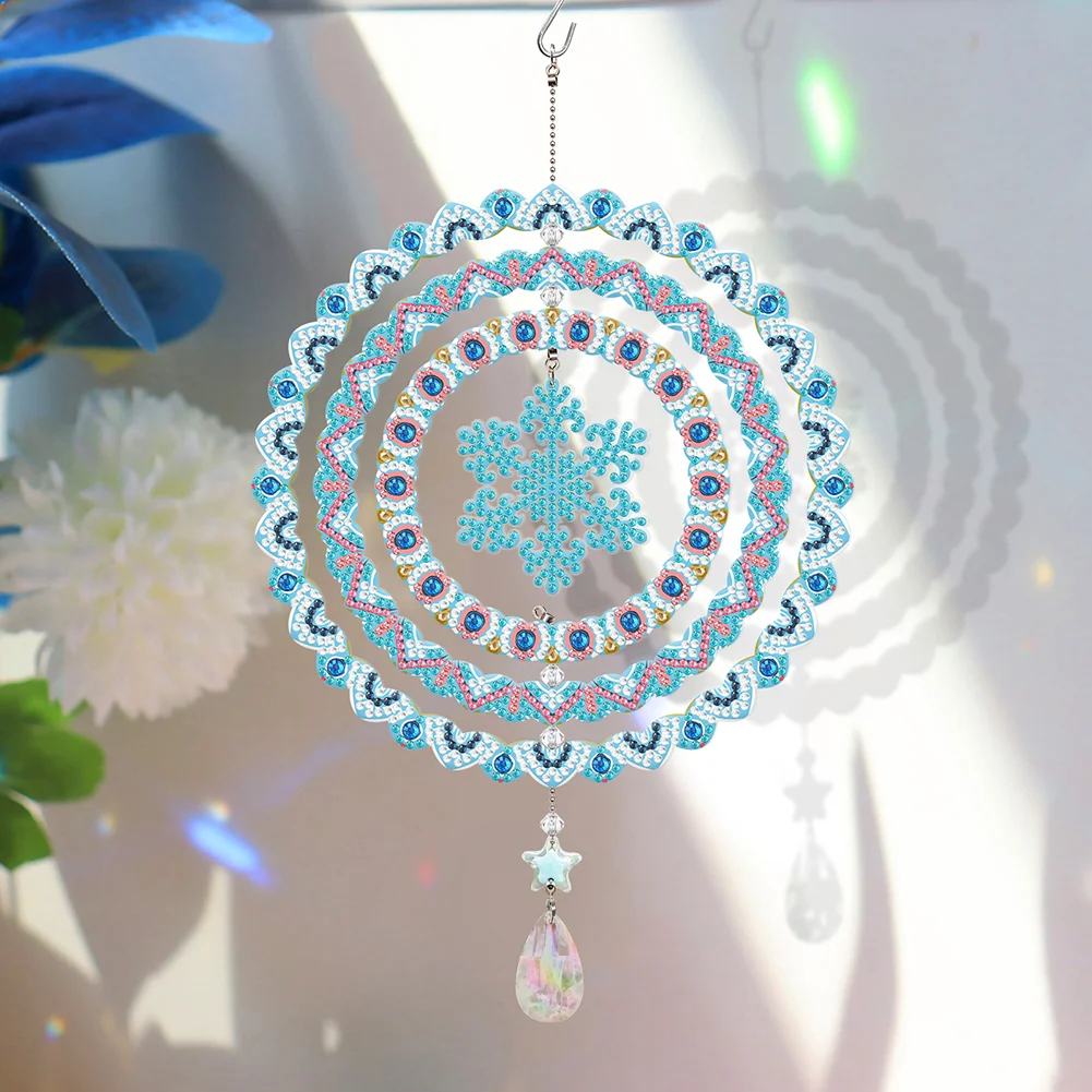 DIY Snowflake Suncatcher Diamond Painting Hanging Sign Christmas Home Windows Decor