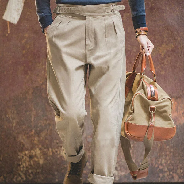 Retro minimalist military mens trousers for officers / [viawink] /