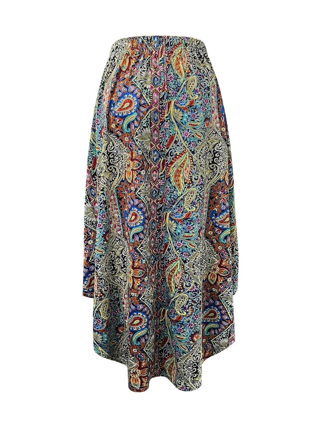 Women's Bohemian Ethnic Print Midi Skirt - Lightweight Machine-Washable Spring Summer Casual Skirt With Vibrant Digital Pattern, Breathable For Beach Outings & Festivals, Summer Skirts, Festival Outfit, Flowing Silhouette, Easy Care, Festival Goer | IFYHOME