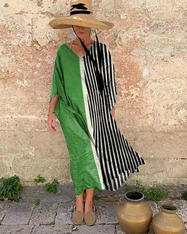 Resort Abstract Print Loose Midi Dress