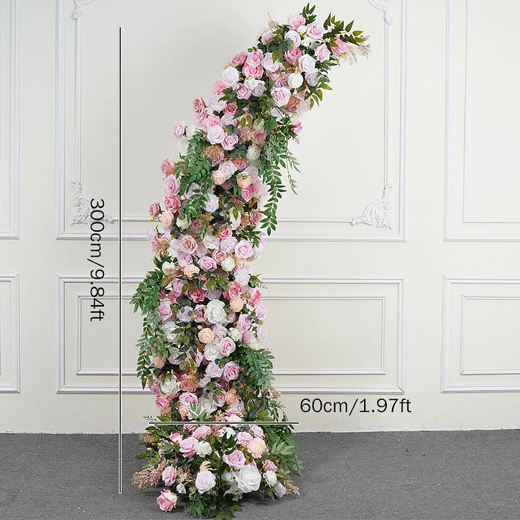 A7701 Pink Rose Green Leaf Wedding Arch background decorative flower arrangement