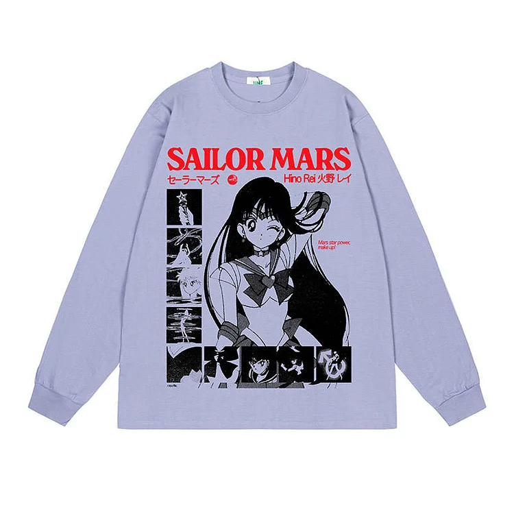 Pure Cotton Anime Sailor Moon Sailor Mars Long Sleeve T-shirt weebmemes
