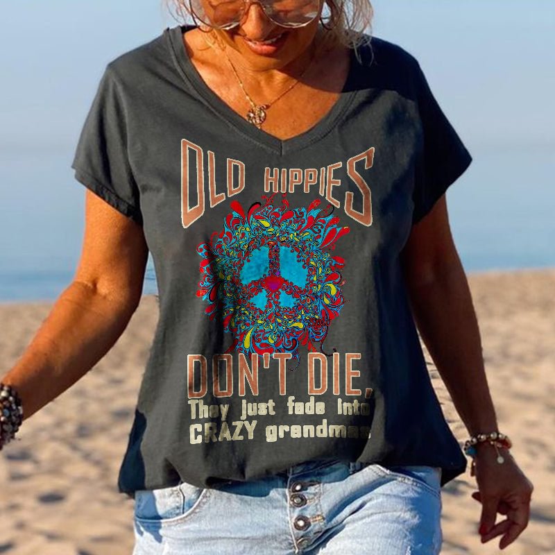 Featured Pattern Old Hippies Printed Graphic Tees