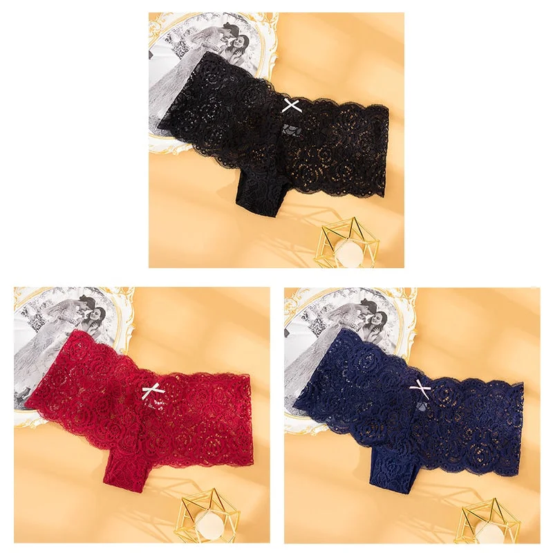 Sexy Women's Panties Boyshort Soft Comfortable Lace Underpants Female Transparent Hollow Out Knickers Underwear Lingerie