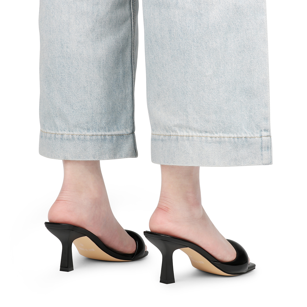 70mm Women's Special Heel Mule Sandals Apricot Bottom Shoes  -vocosishoes