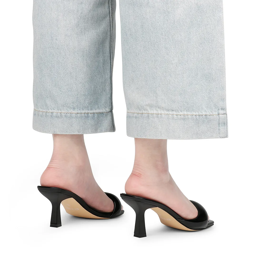 70mm Women's Special Heel Mule Sandals Apricot Bottom Shoes  -vocosishoes
