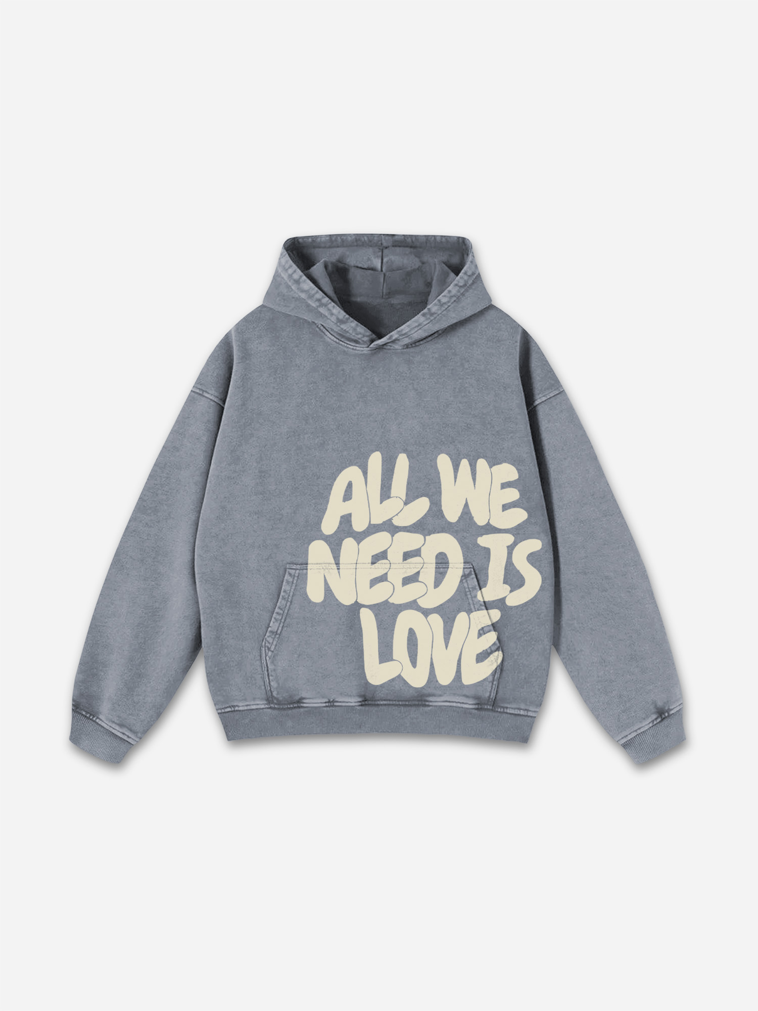All We Need Is Love Print Graphic Acid Washed Oversized Hoodie elevenforest