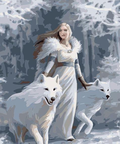 

Woman White Wolves – Paint By Numbers - 40*50CM, 501 Original