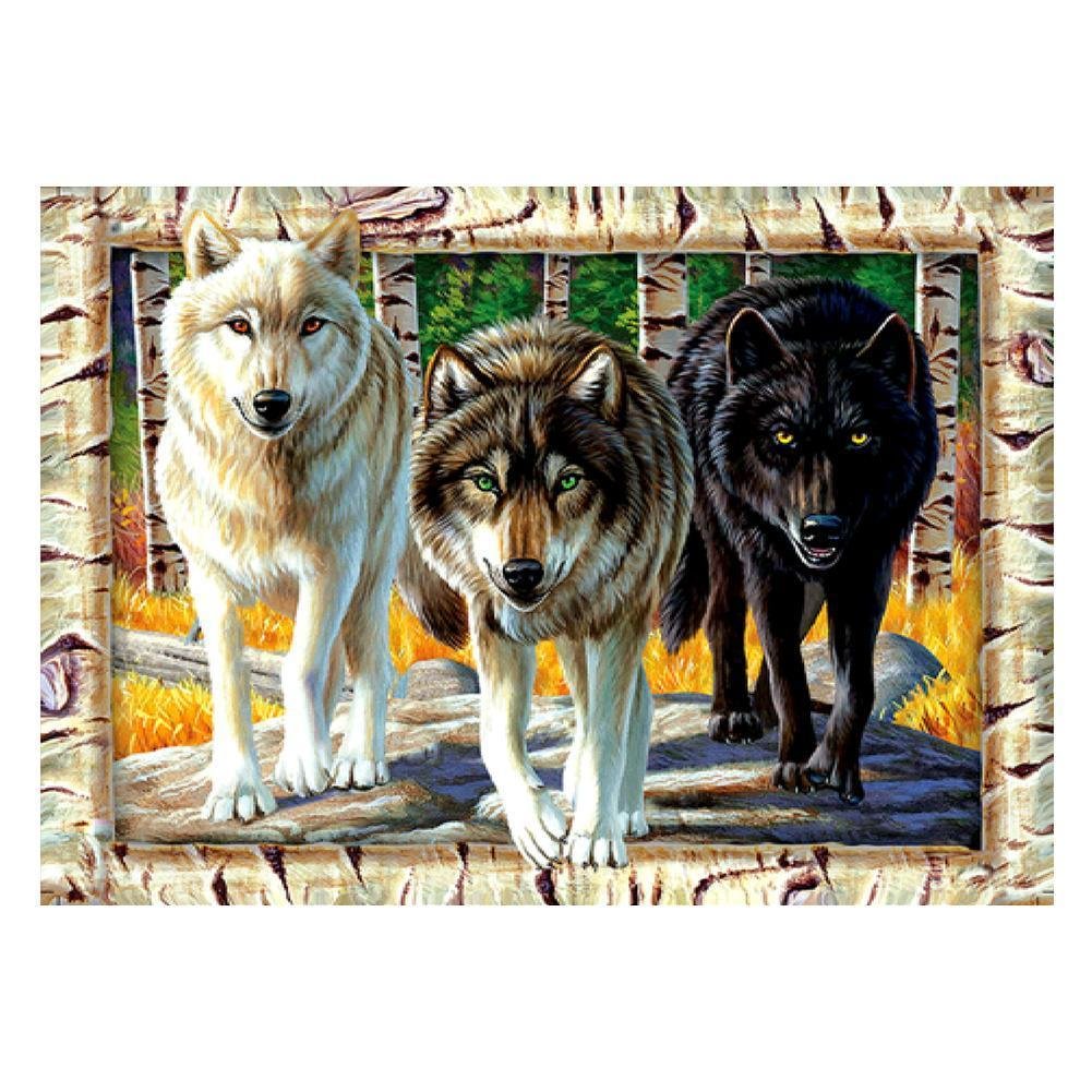 Diamond Painting - Full Round Drill - Three Wolves(40*30cm)