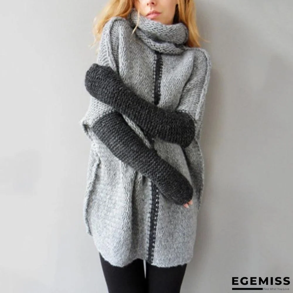 Autumn and Winter Turtleneck Loose Splicing Sweater | EGEMISS