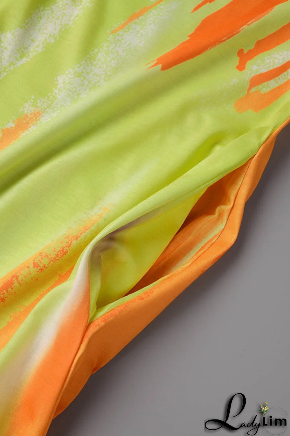 Yellow Sexy Print Patchwork Spaghetti Strap Sling Dress Dresses